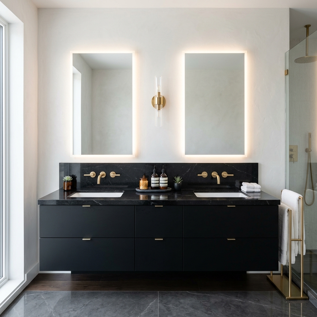 Black Granite Vanity Bathroom Suite